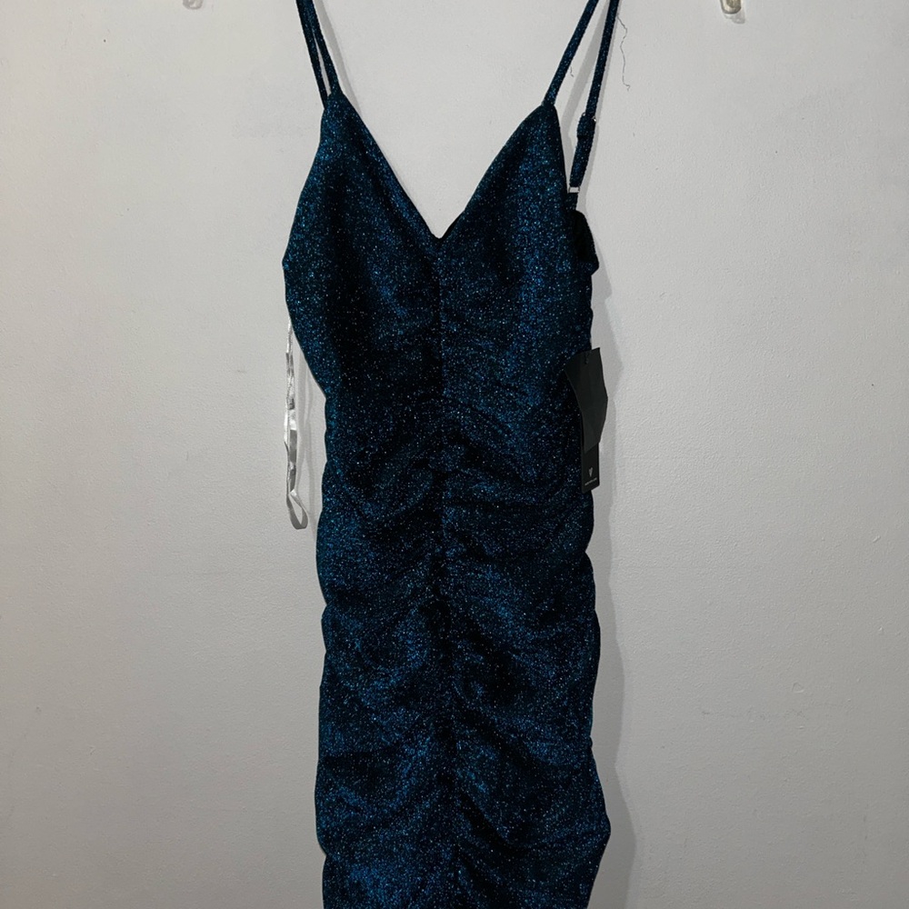 Elegant Navy Blue Ruched Dress